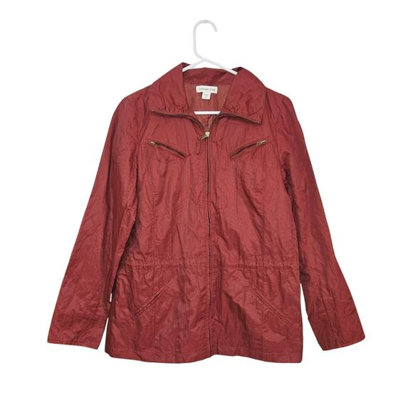 NWT Coldwater Creek Womens Anorak Zip Raincoat Jacket Coat Sz Small 4/6 Burgundy - Picture 1 of 11